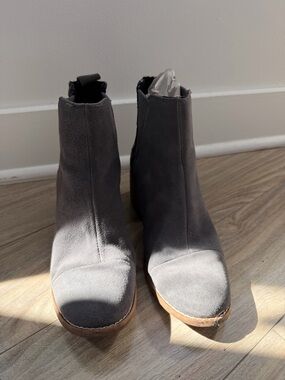 Toms Gray Suede Chelsea Ankle Booties